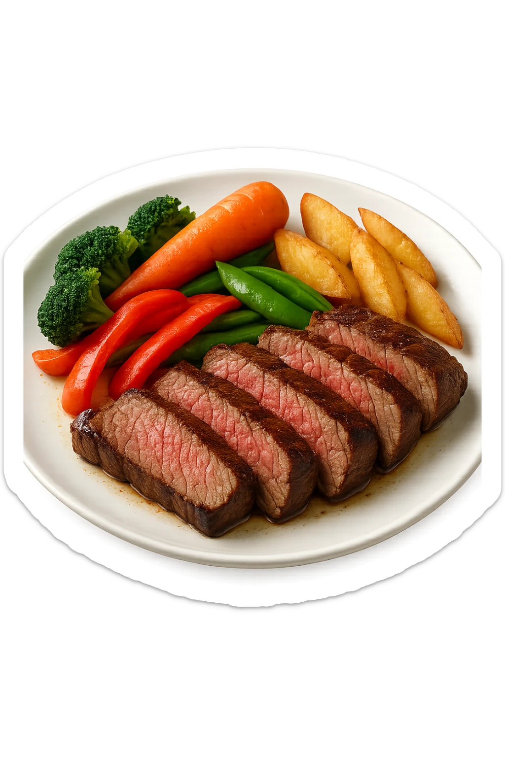 Manzo con verdure su un piatto sticker