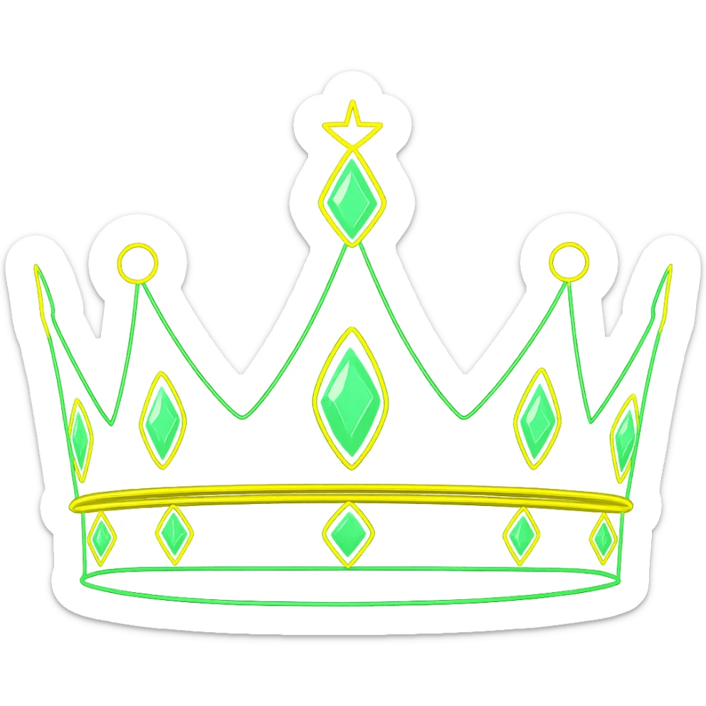 Add colorful jewels to the glowing neon tiara, keep the background transparent, maintain the glowing neon style and vibrant colors of the tiara. sticker