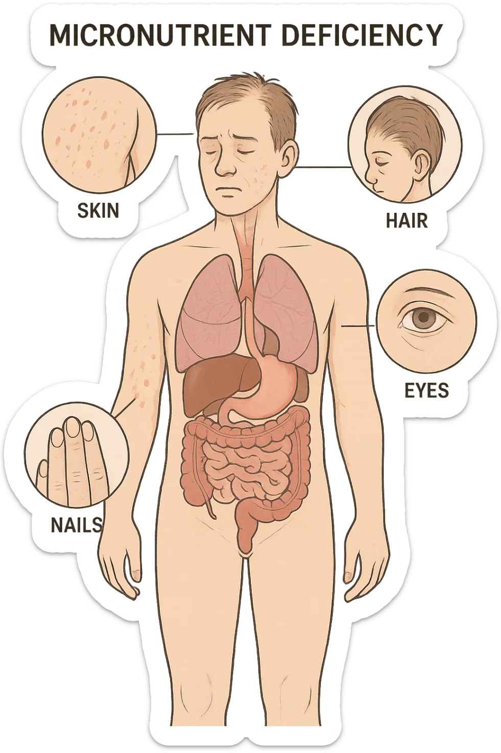 corpo umano in carenza di micronutrienti in italiano sticker