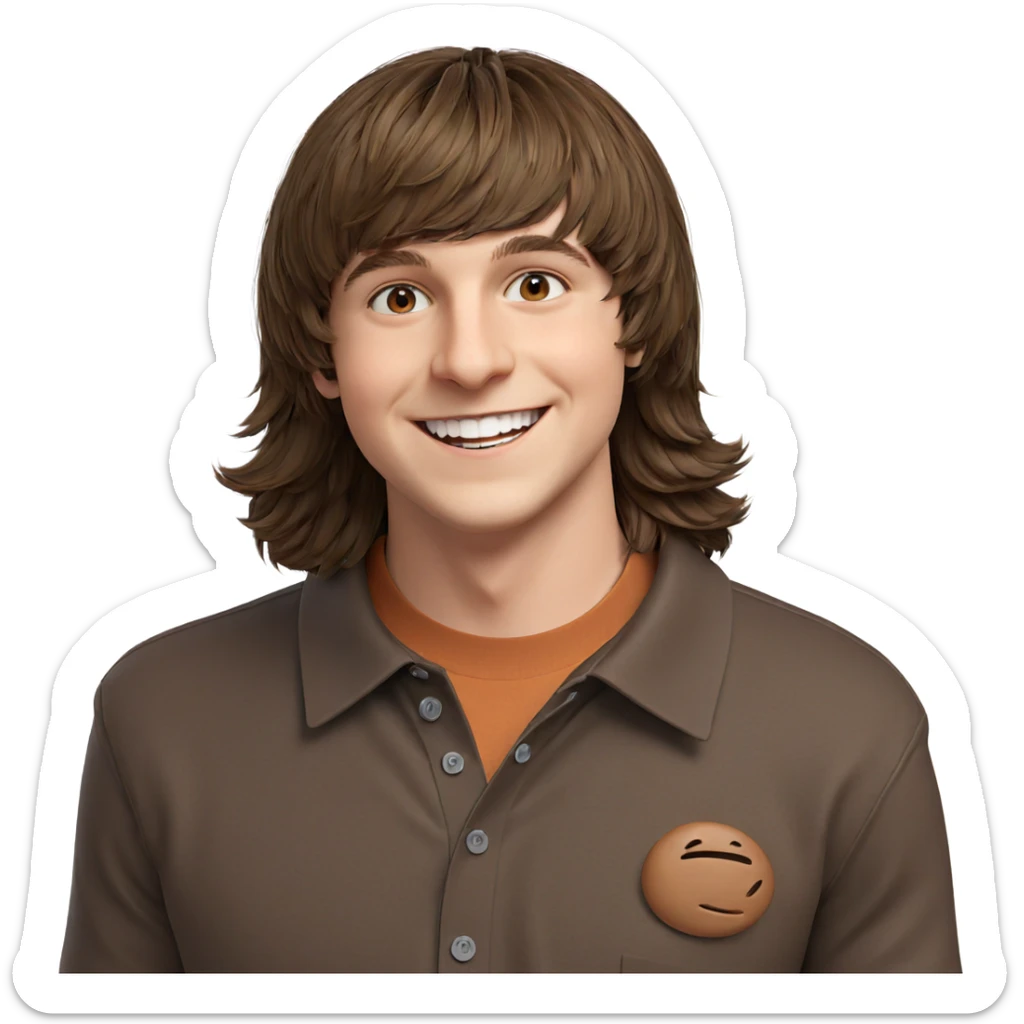 brown haired boy smiling sticker