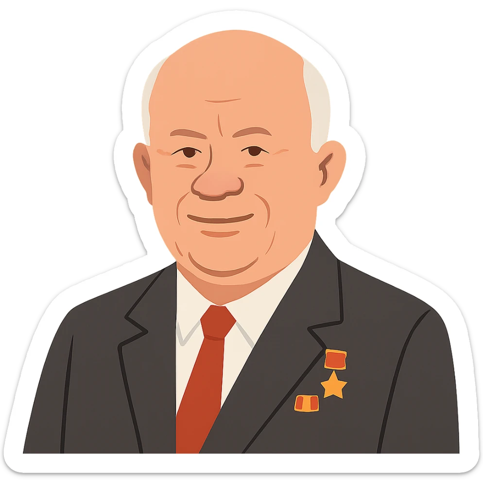 flat toon style portrait of Nikita Khrushchev sticker