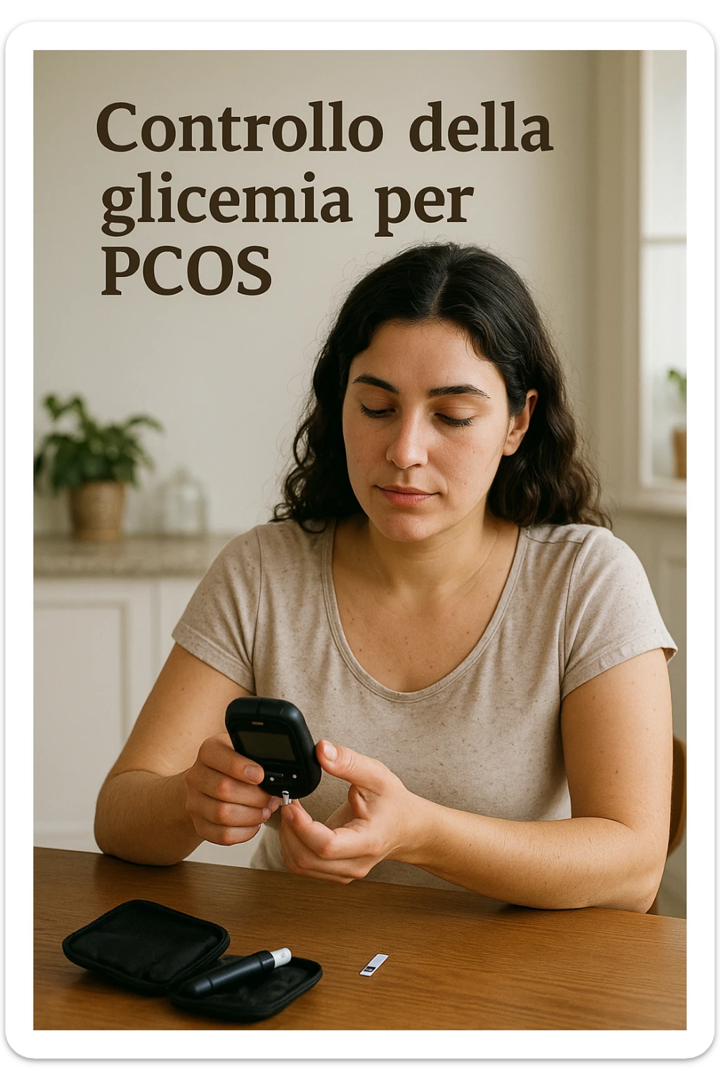 Donna con pcos che regola la sua glicemia immagine realistiche in italiano sticker
