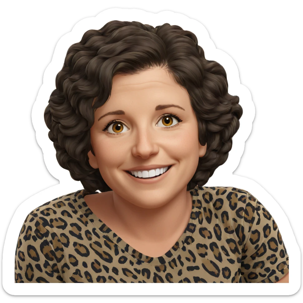 smiling girl in leopard print sticker