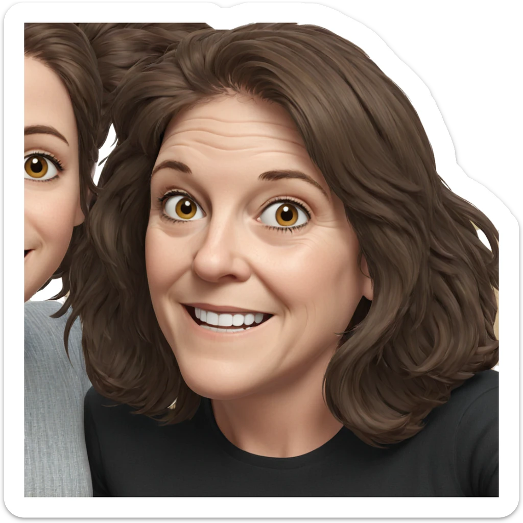 smiling girl with brown hair sticker