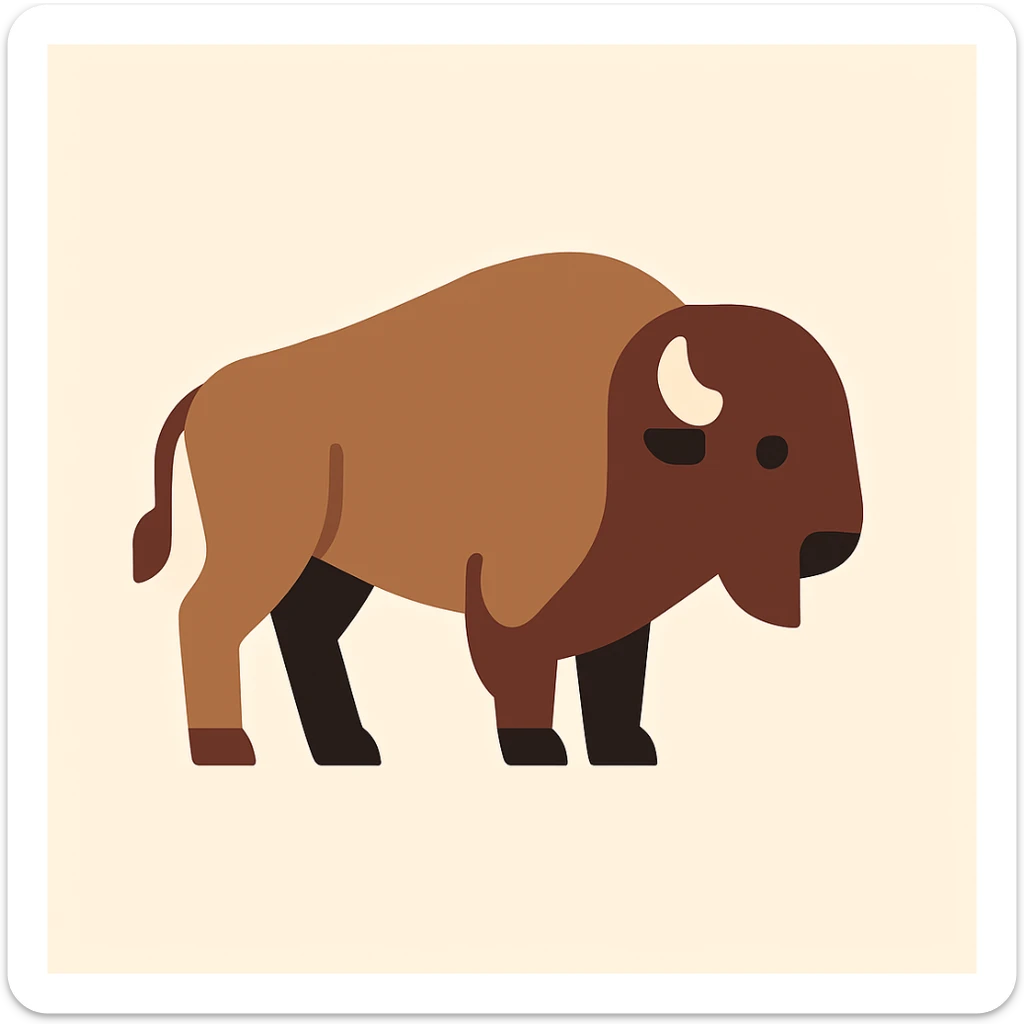 Flat design style bison sticker