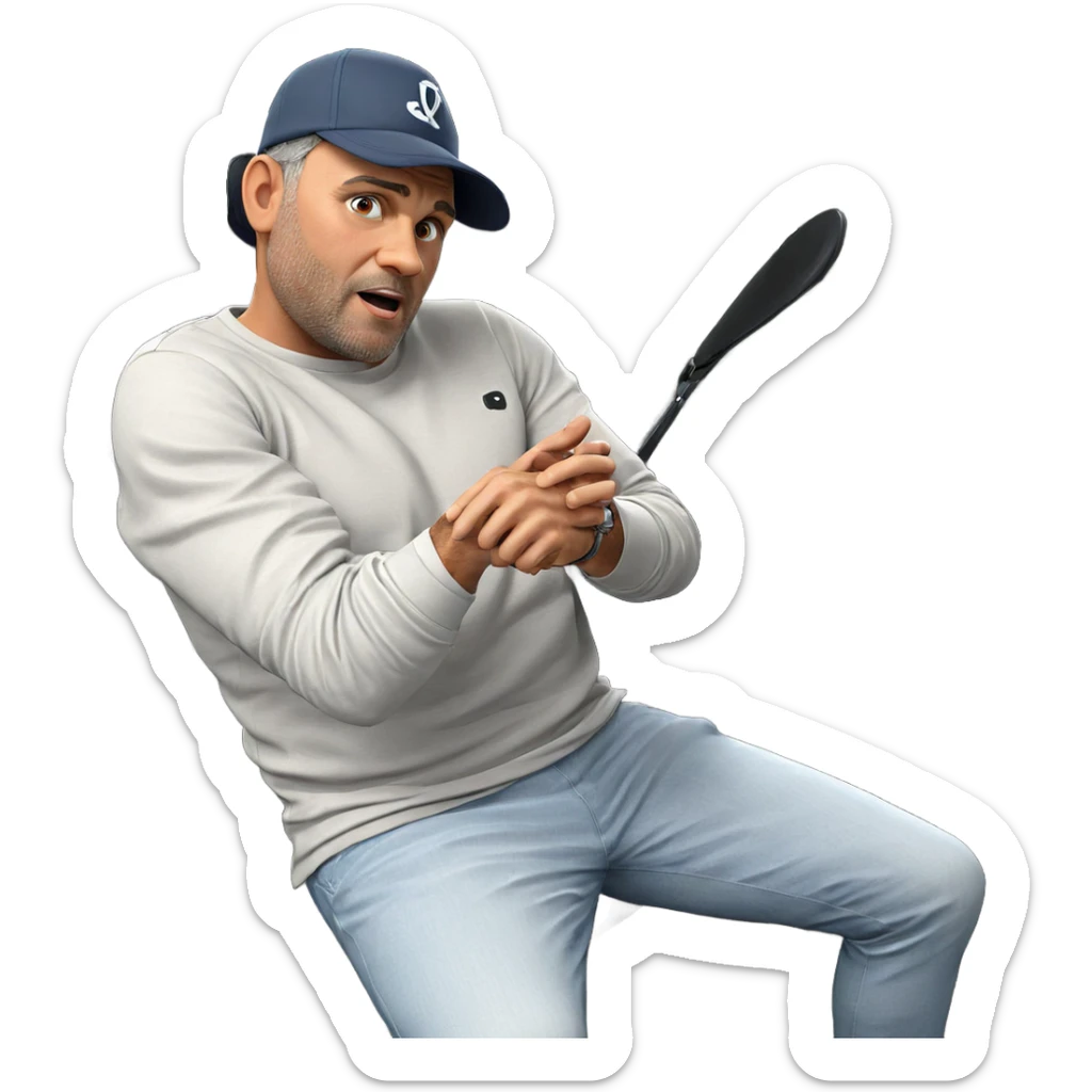 casual male portrait in chair sticker