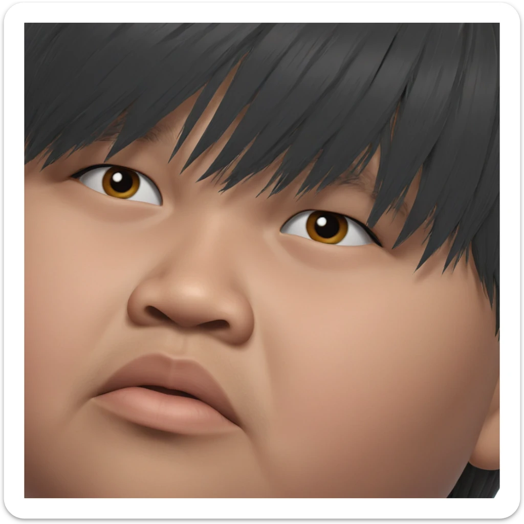 realistic close-up of boy sticker