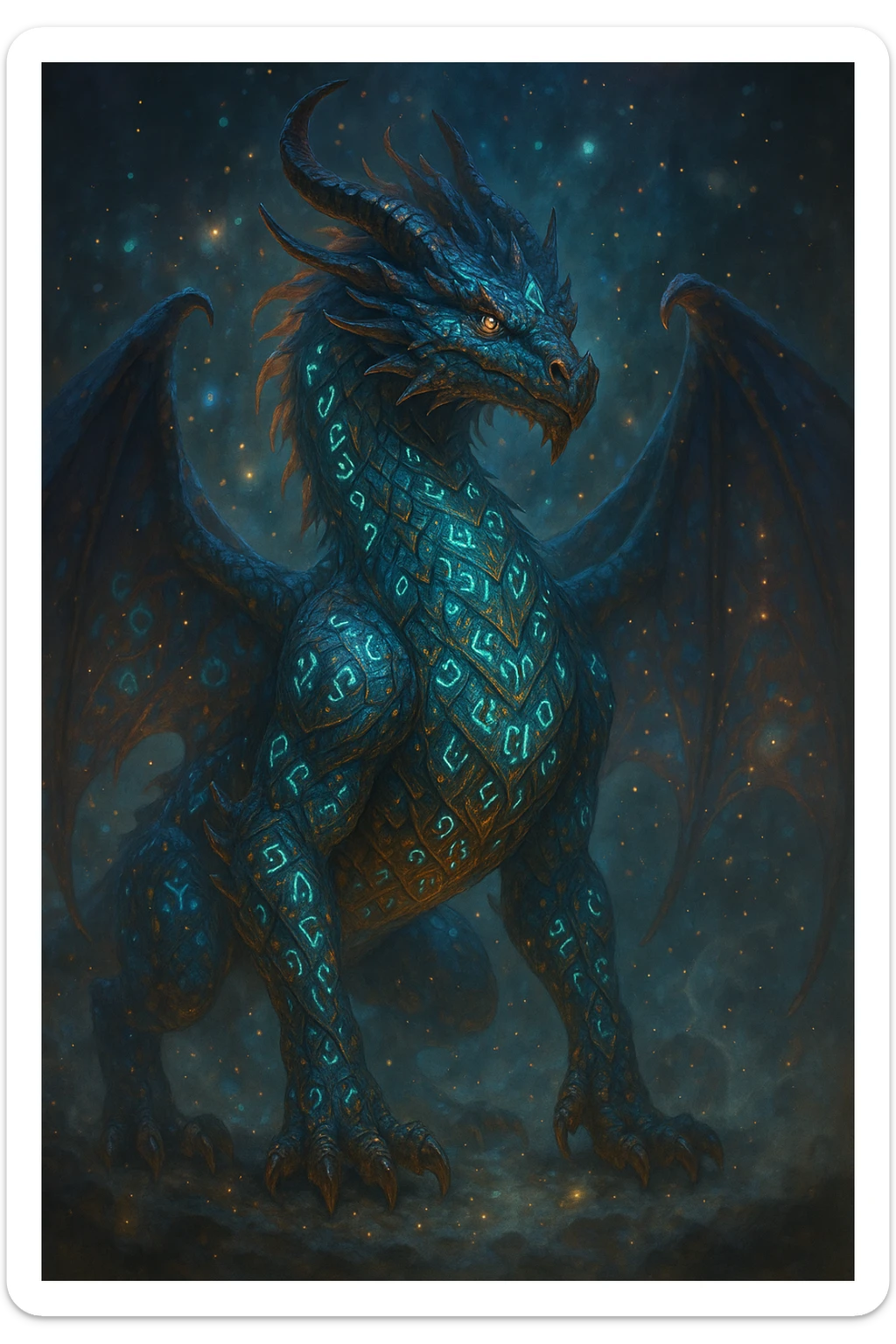 magical dragon with glowing runes, fantasy style, detailed, enchanting atmosphere sticker