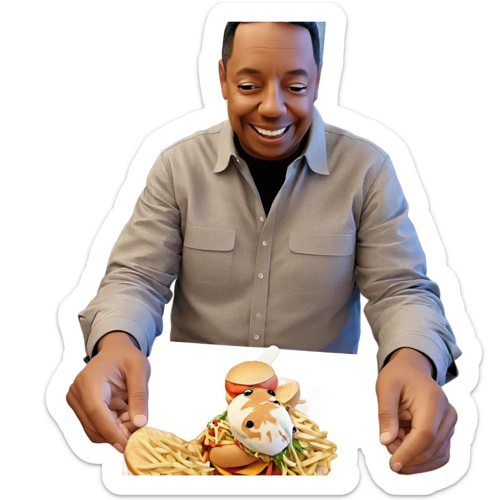 boys enjoying food together sticker