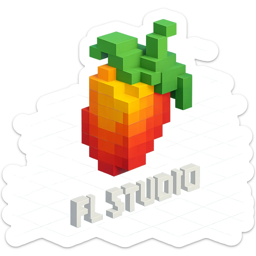 FL Studio logo, voxel style sticker