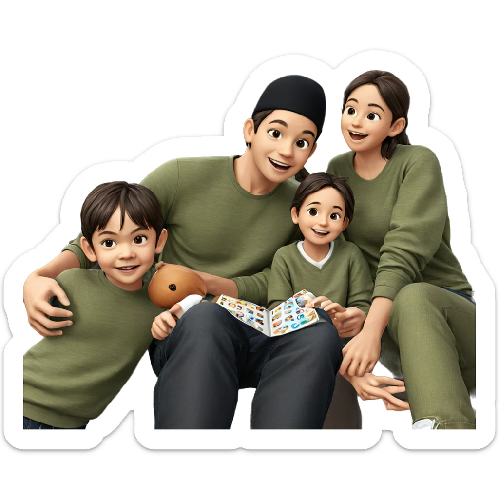 happy family moment outdoors sticker