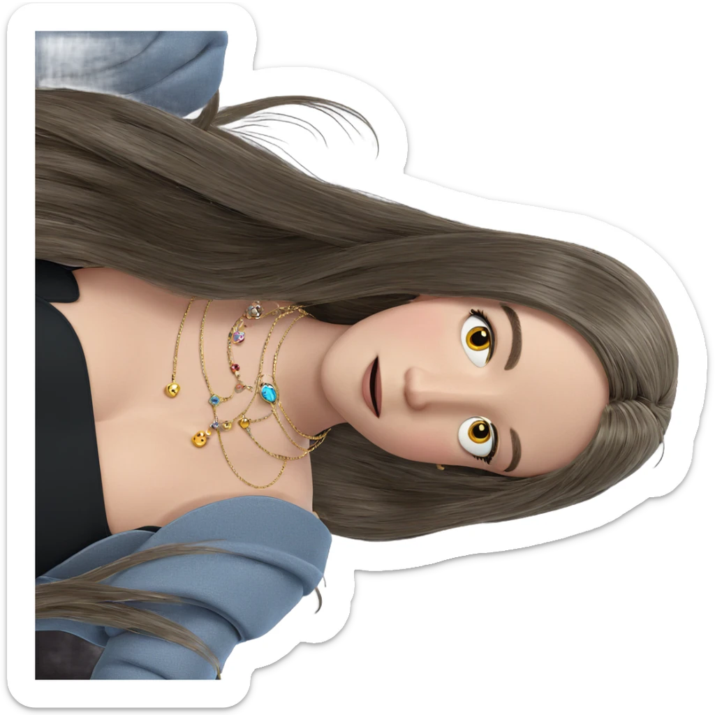 long haired girl with jewelry sticker