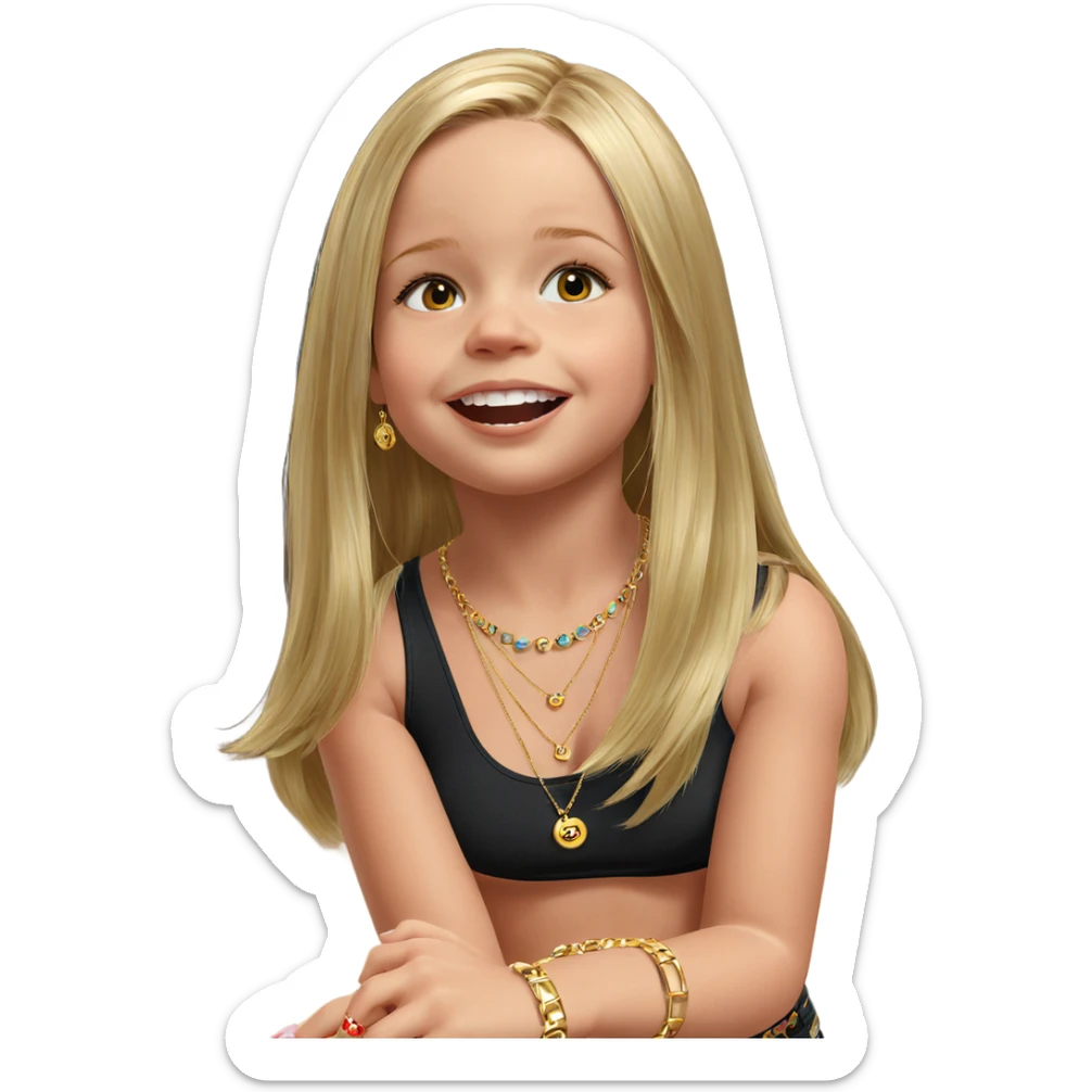blonde girl with jewelry sticker