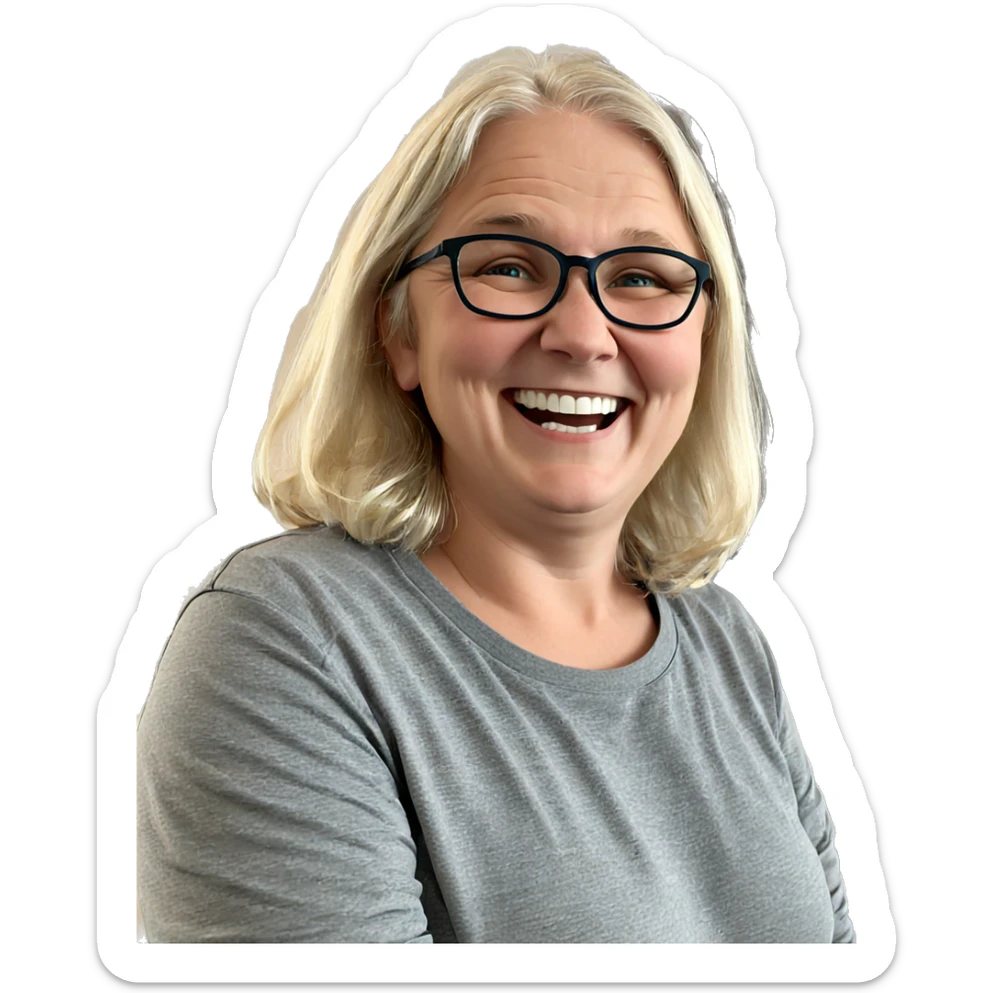 smiling boy with glasses sticker