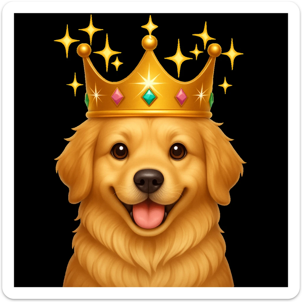 Make the crown sparkle in the style of apple emojis, preserving the emoji style look. sticker