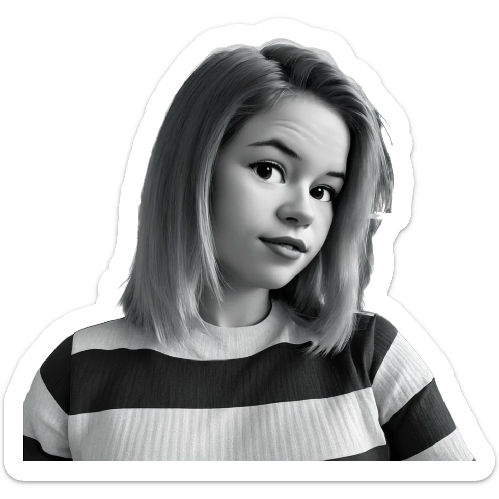 monochrome portrait of girl sticker