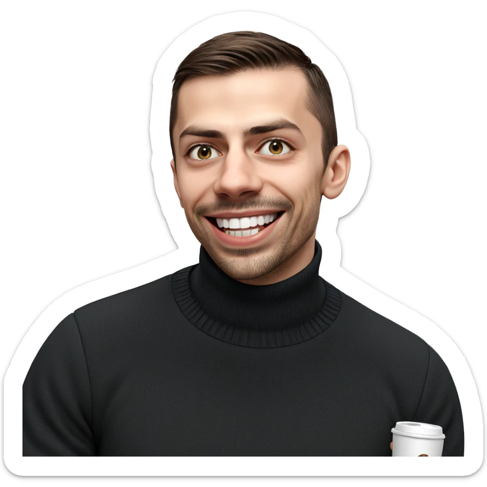 smiling guy in black sweater sticker