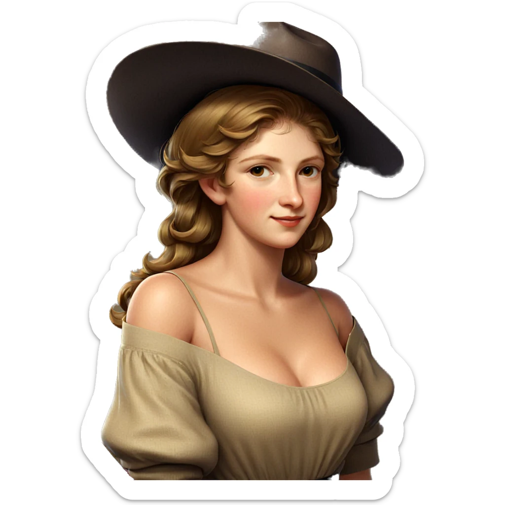 smiling girl in stylish hat sticker