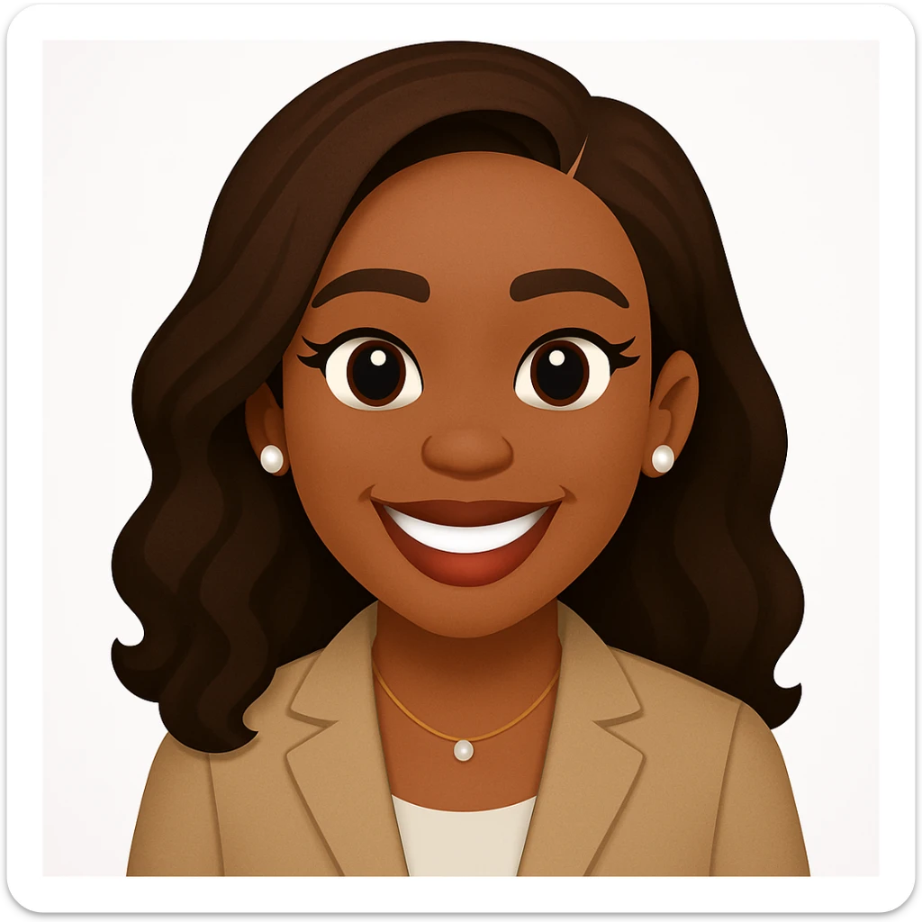 turn the second man in emoji style of the 1st image, match the facial features and match dressing style of the 2nd image, she is wearing suit sticker