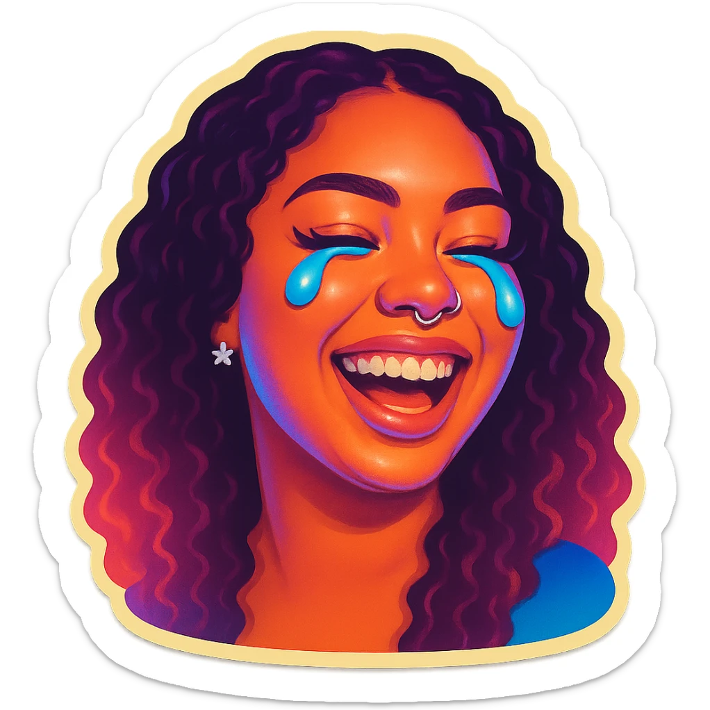 laughing with tears  sticker