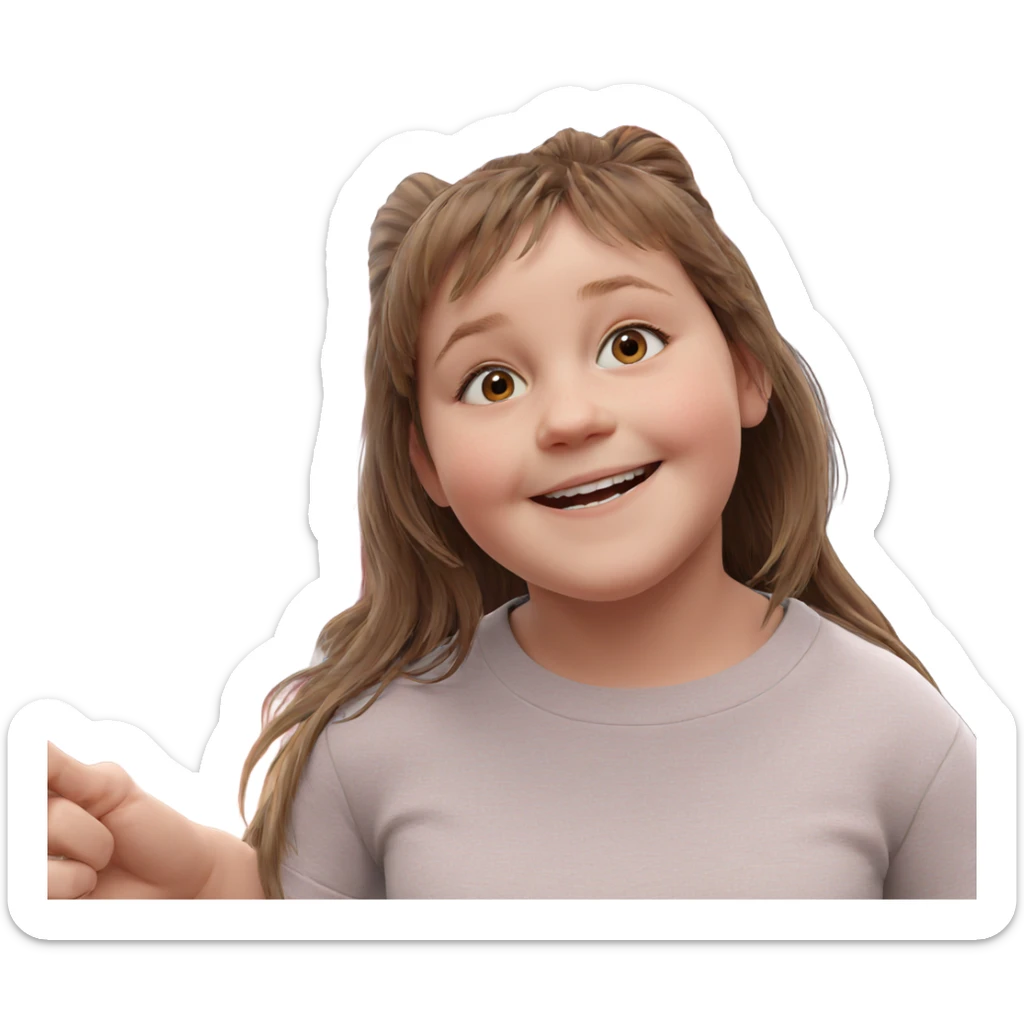 smiling girl with brown hair sticker