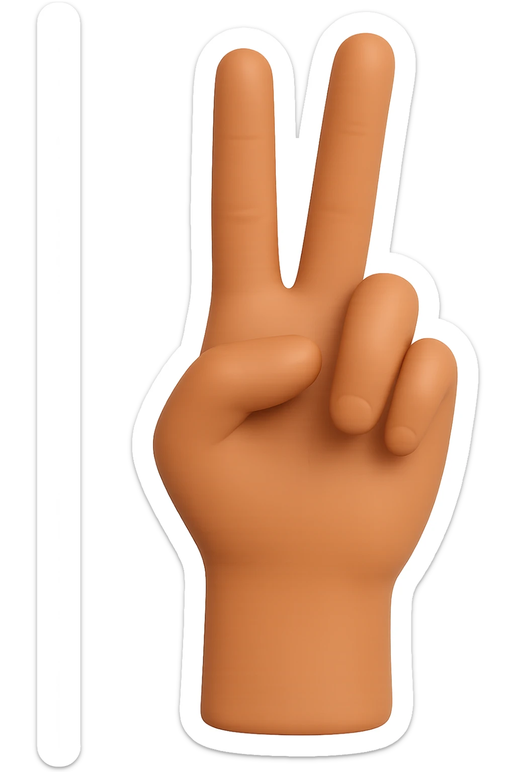Change the hand color to a medium tan skin tone, keep the back of the hand visible, only ring and index fingers raised, middle finger bent, no background, style consistent with the original image. sticker