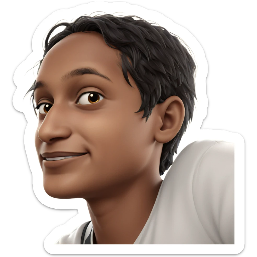 smiling boy with dark hair sticker