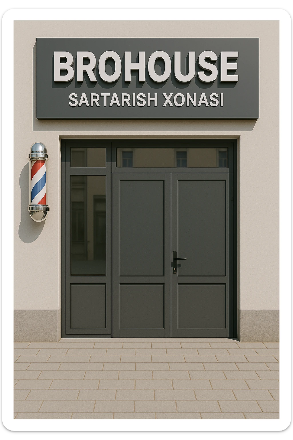 shu sartarosh xonani eshigi yopiq xolatda chizib bergon sticker