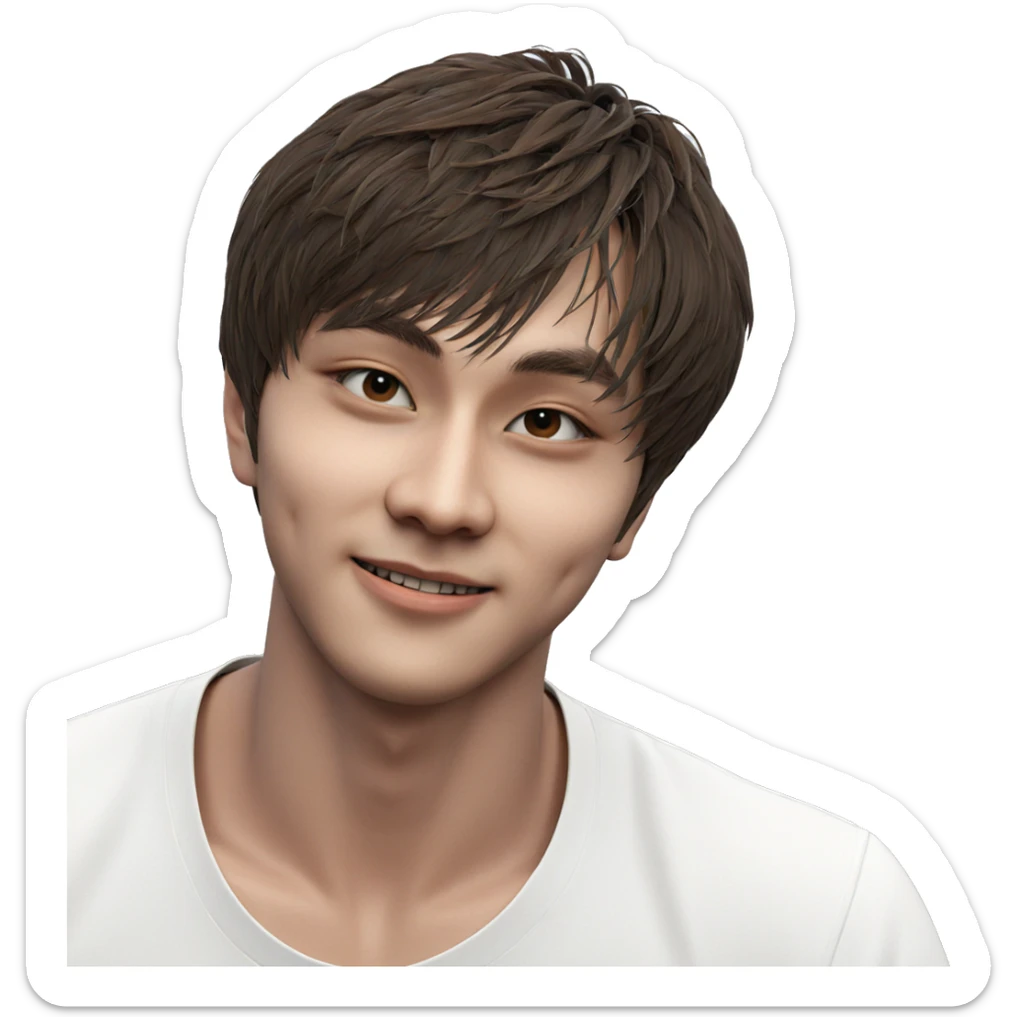 beach portrait of brown-haired boy sticker