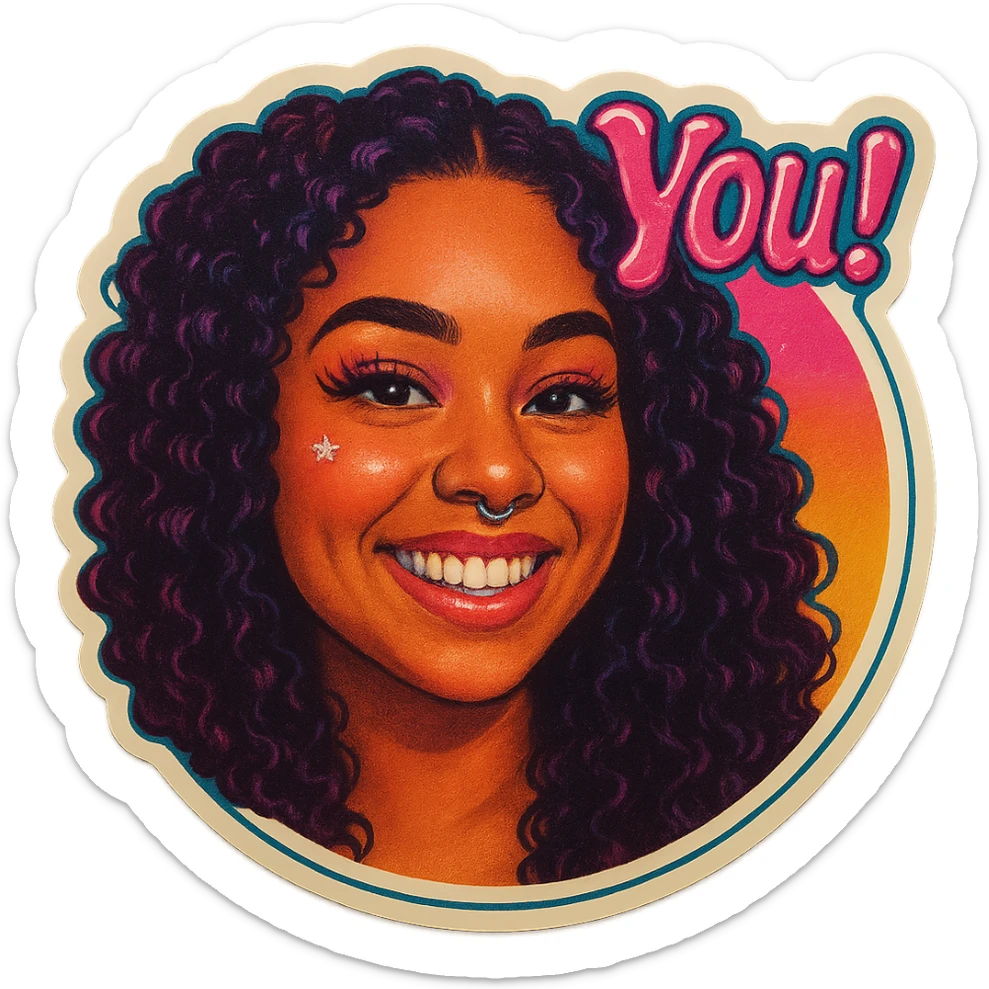 excited smile with mouth closed add the words W You! in pink sticker