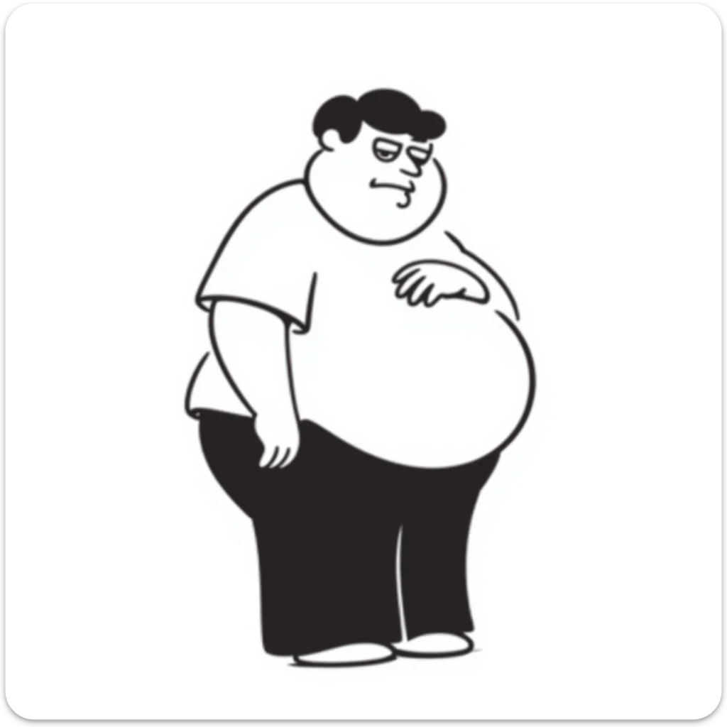 Peter Griffin from Family Guy with a pregnant belly, wearing his signature outfit sticker