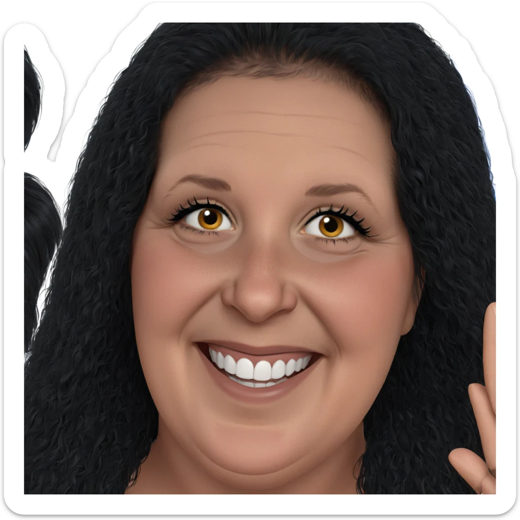 smiling girl with black hair sticker