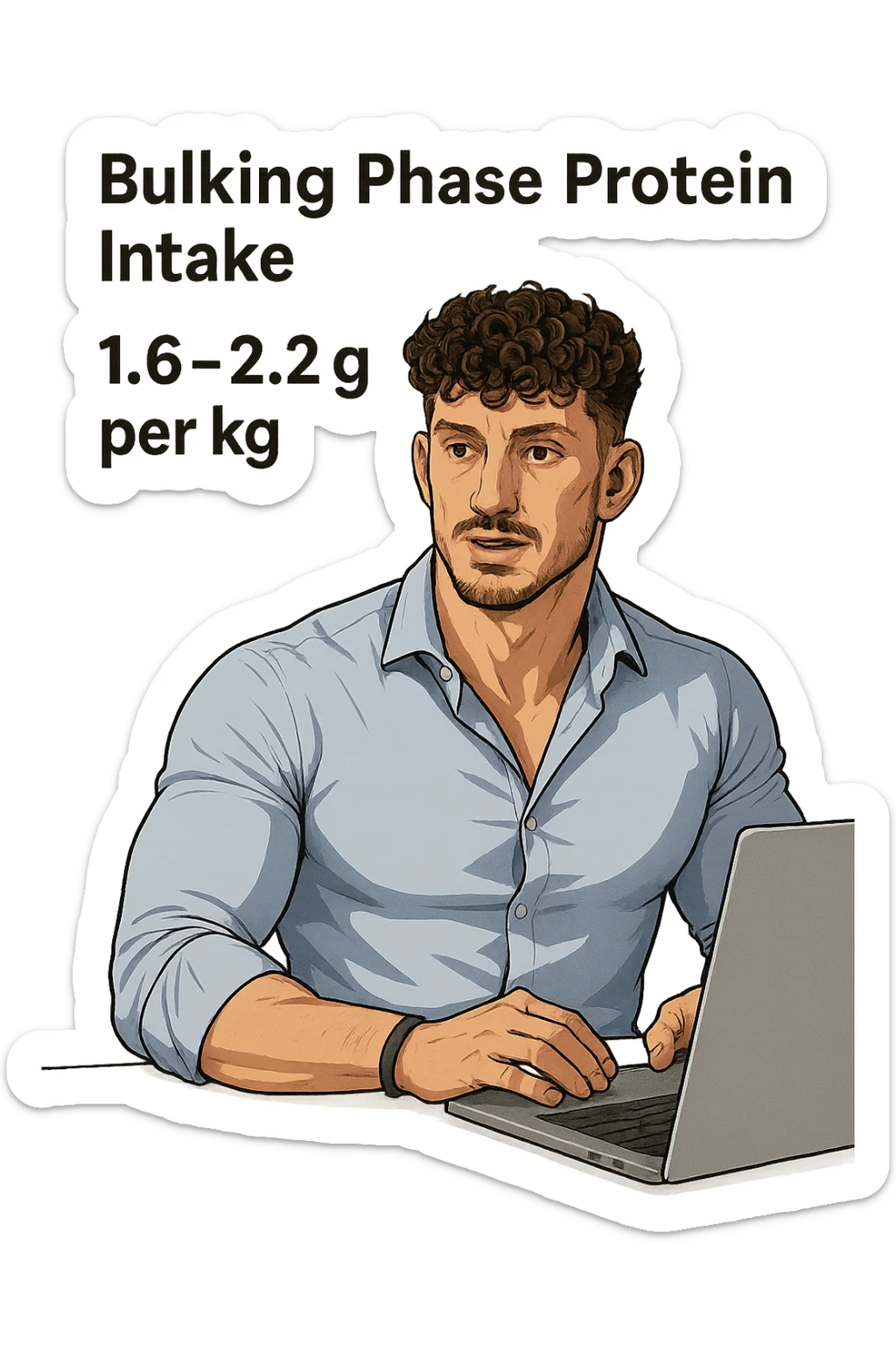 Uomo che imposta la sua fase di massa a proteine intorno 1.6 - 2.2g per kg in italiano sticker