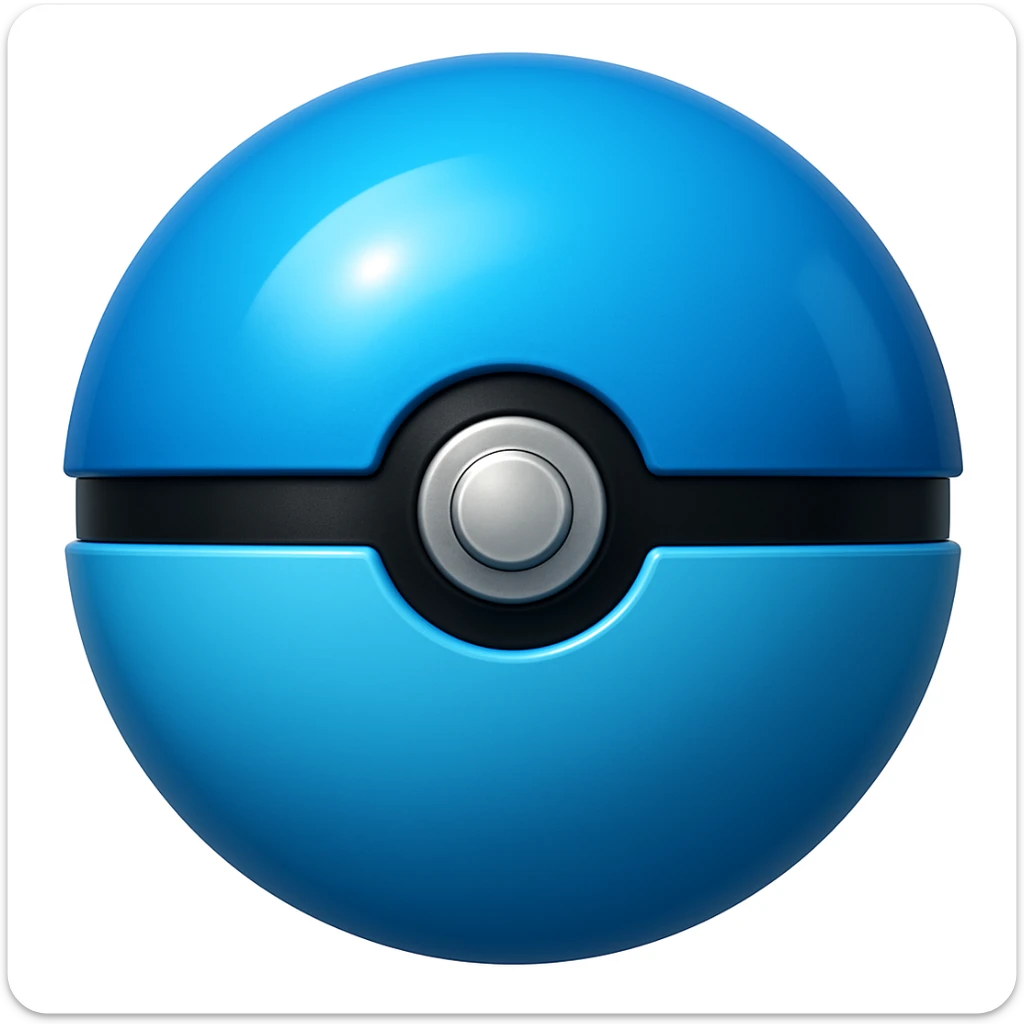 blue pokeball emoji with a black stripe and highlights like in the second reference image. Make the blue more vibrant. sticker