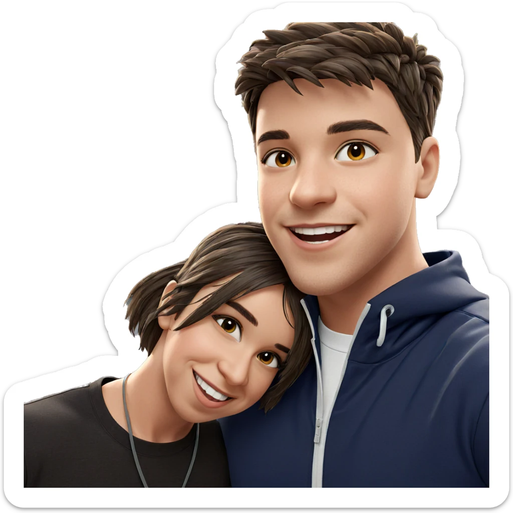 smiling boy outdoors in city sticker