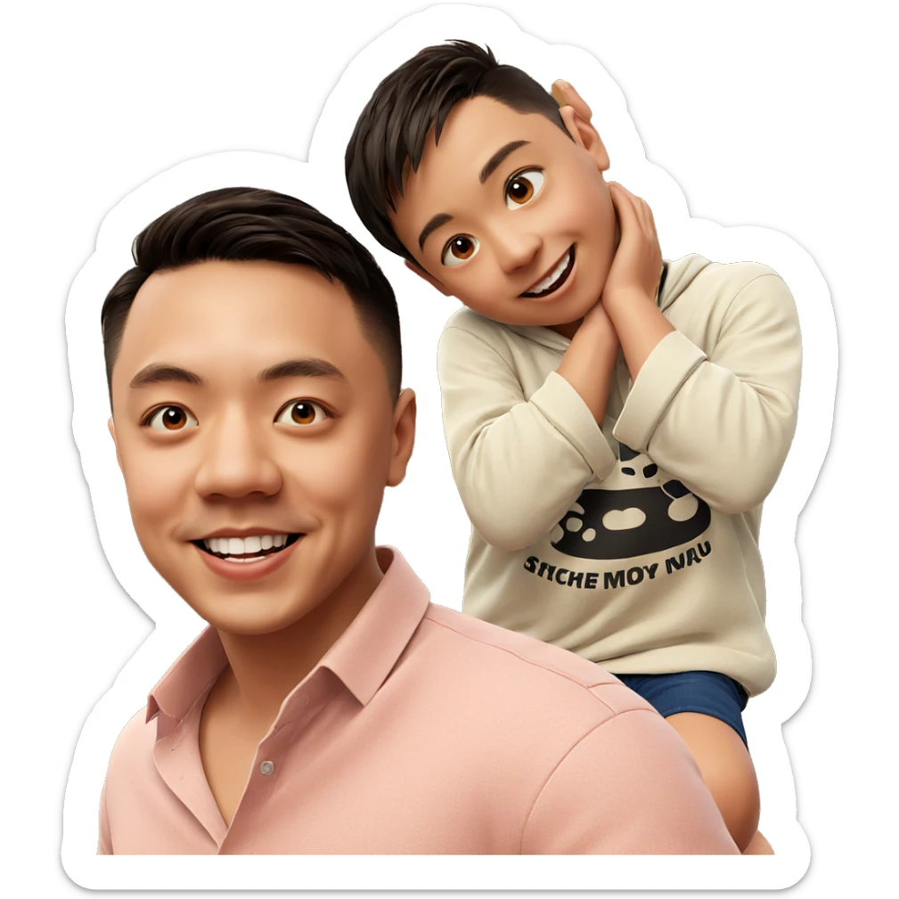 two boys sharing a smile sticker