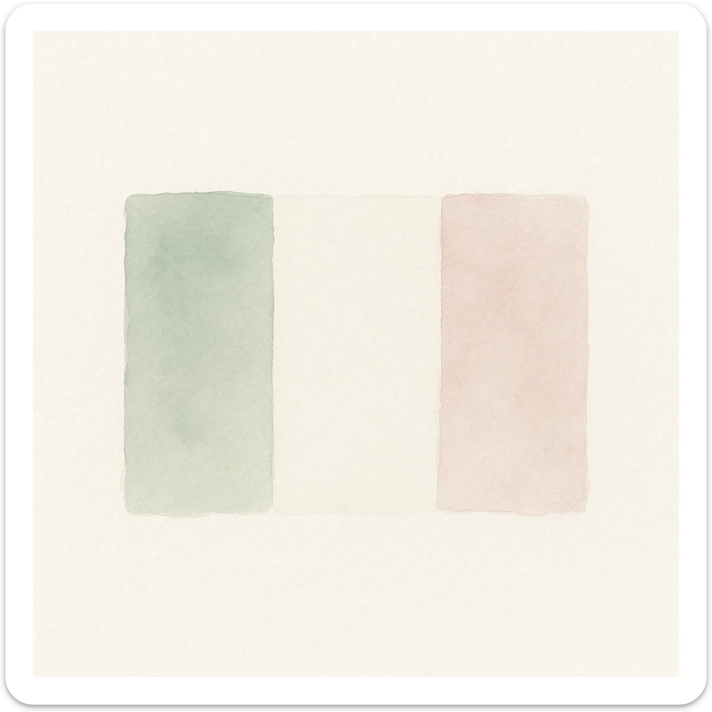 Italian flag in watercolor style with white, green, and pink pastel tones sticker