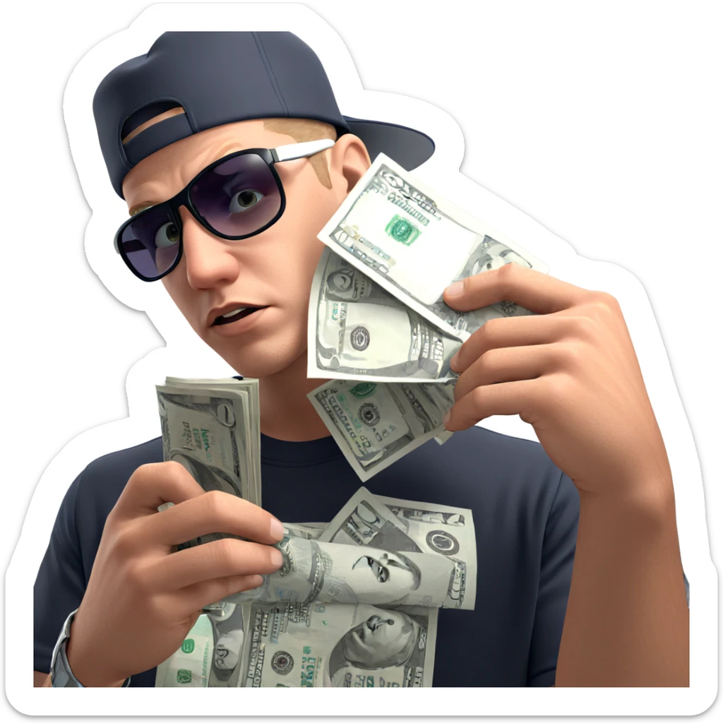 cool guy with money vibes sticker