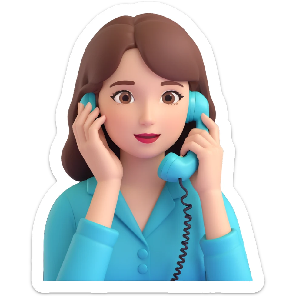 girl talking on phone bedroom background, close up pose sticker