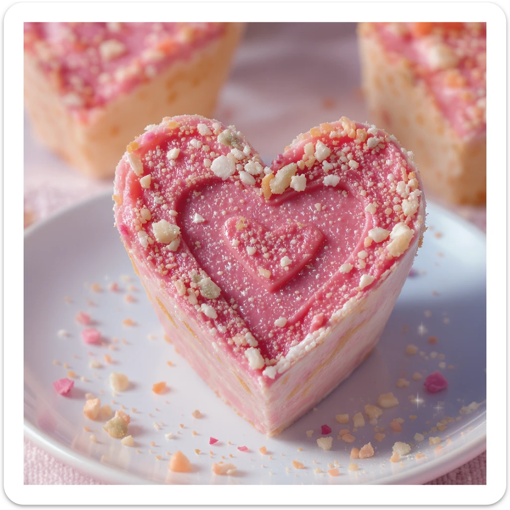 food heart emoji, pastel colors, with sparkles, professional photography style sticker