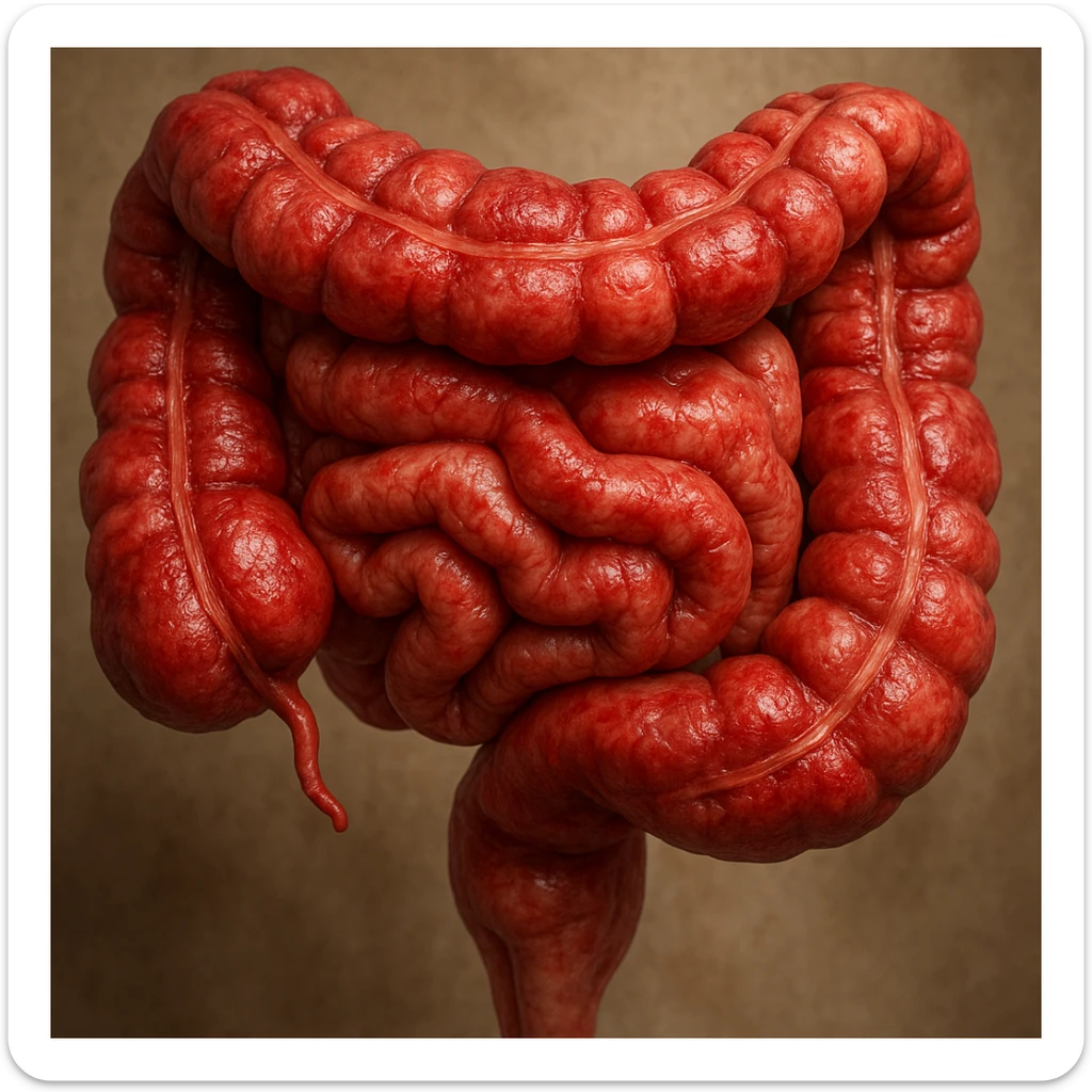 intestino umano anatomico realistico infiammato iperrealistico 4k sticker