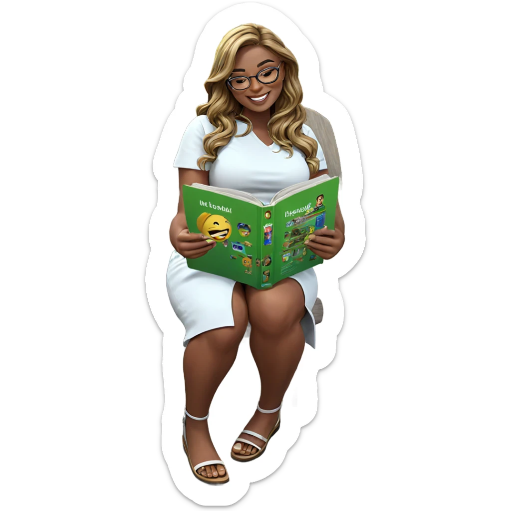 smiling girl reading outdoors sticker