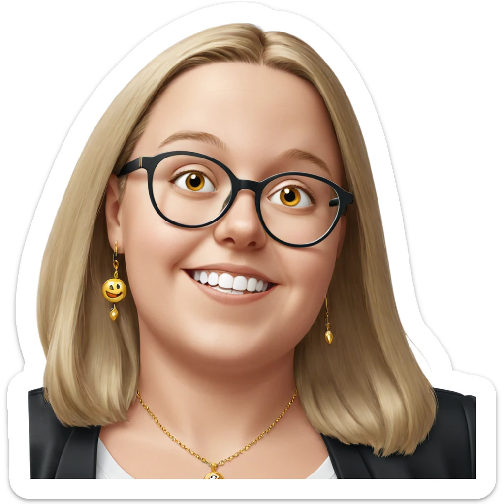 smiling girl portrait with jewelry sticker