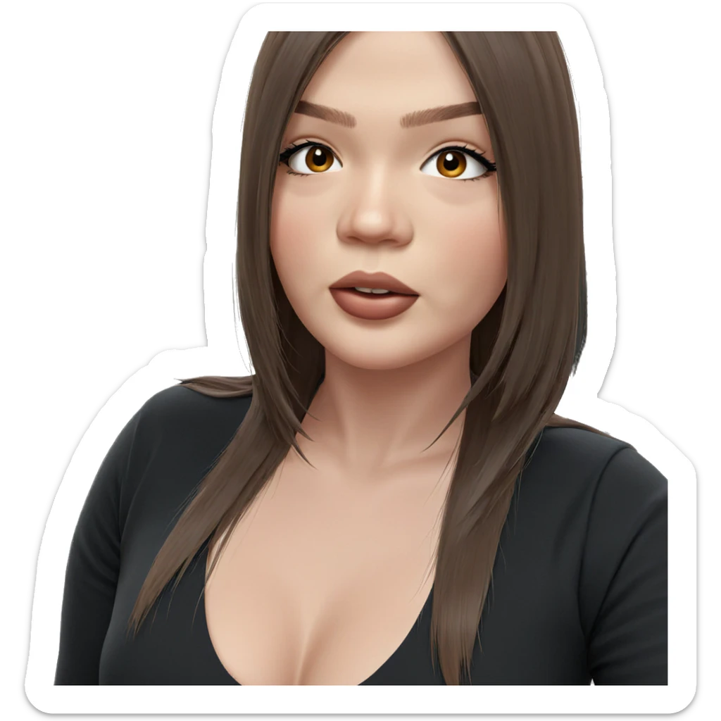 girl with brown hair portrait sticker