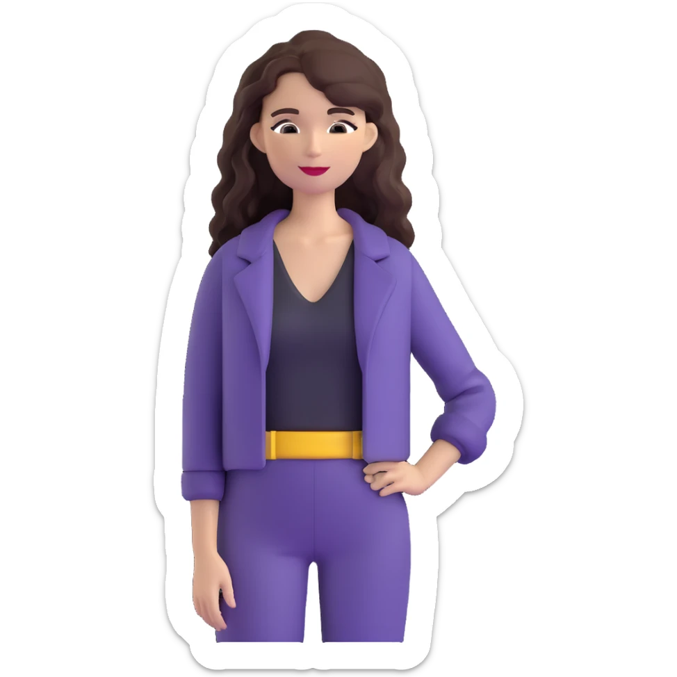 Trendy fashionable woman with long loose wavy hair wearing chic clothes sticker