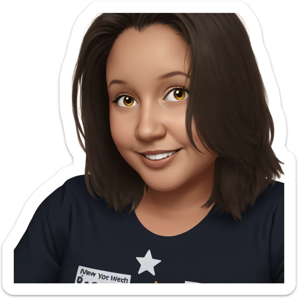 smiling girl with star shirt sticker