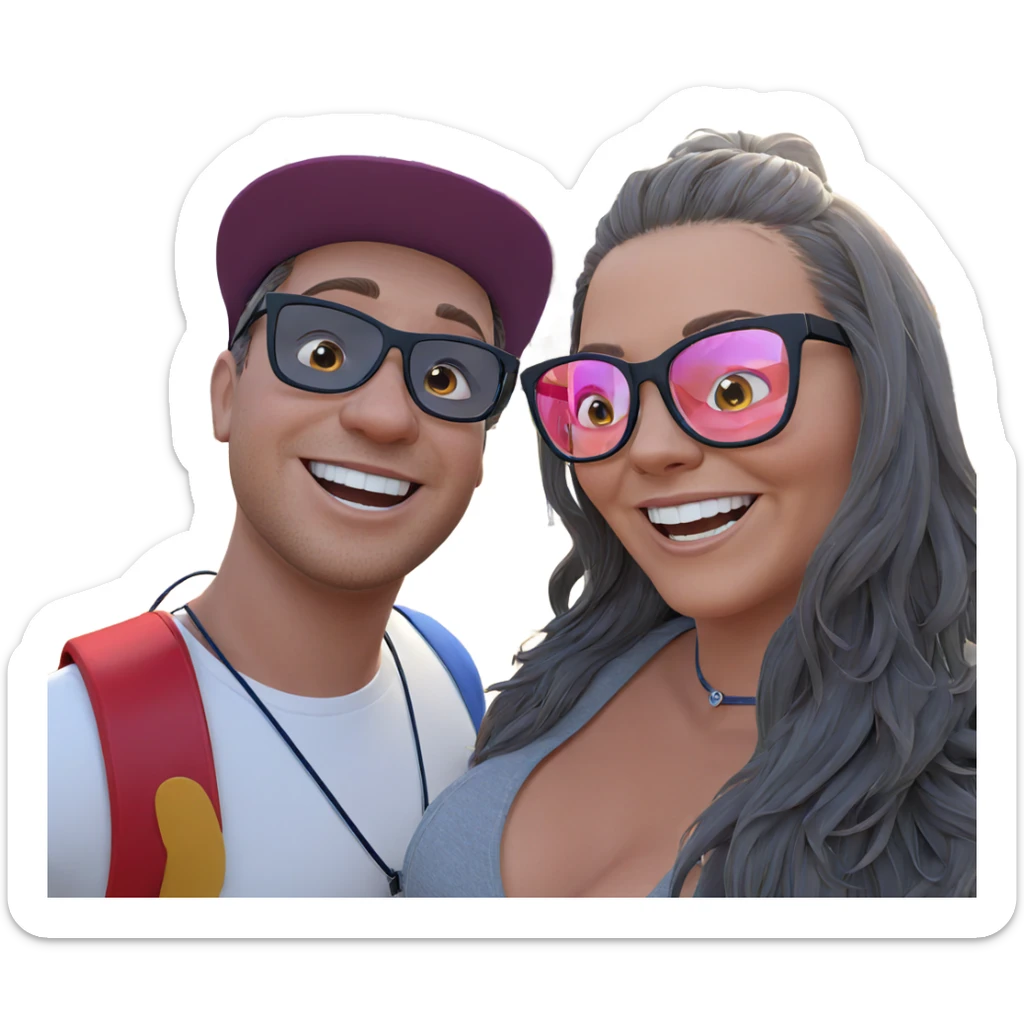 happy couple at the fair sticker