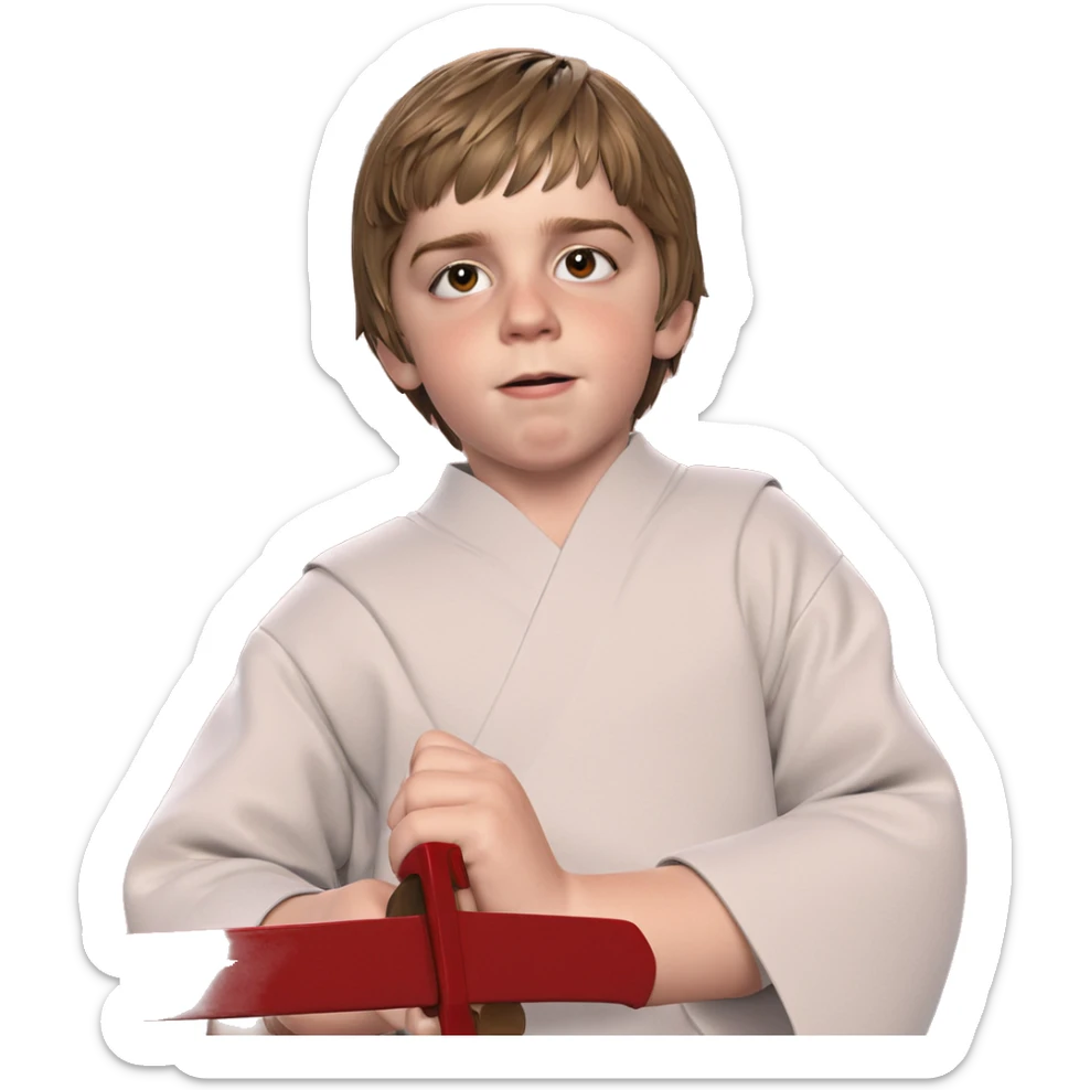 sword-wielding boy with ofuda sticker