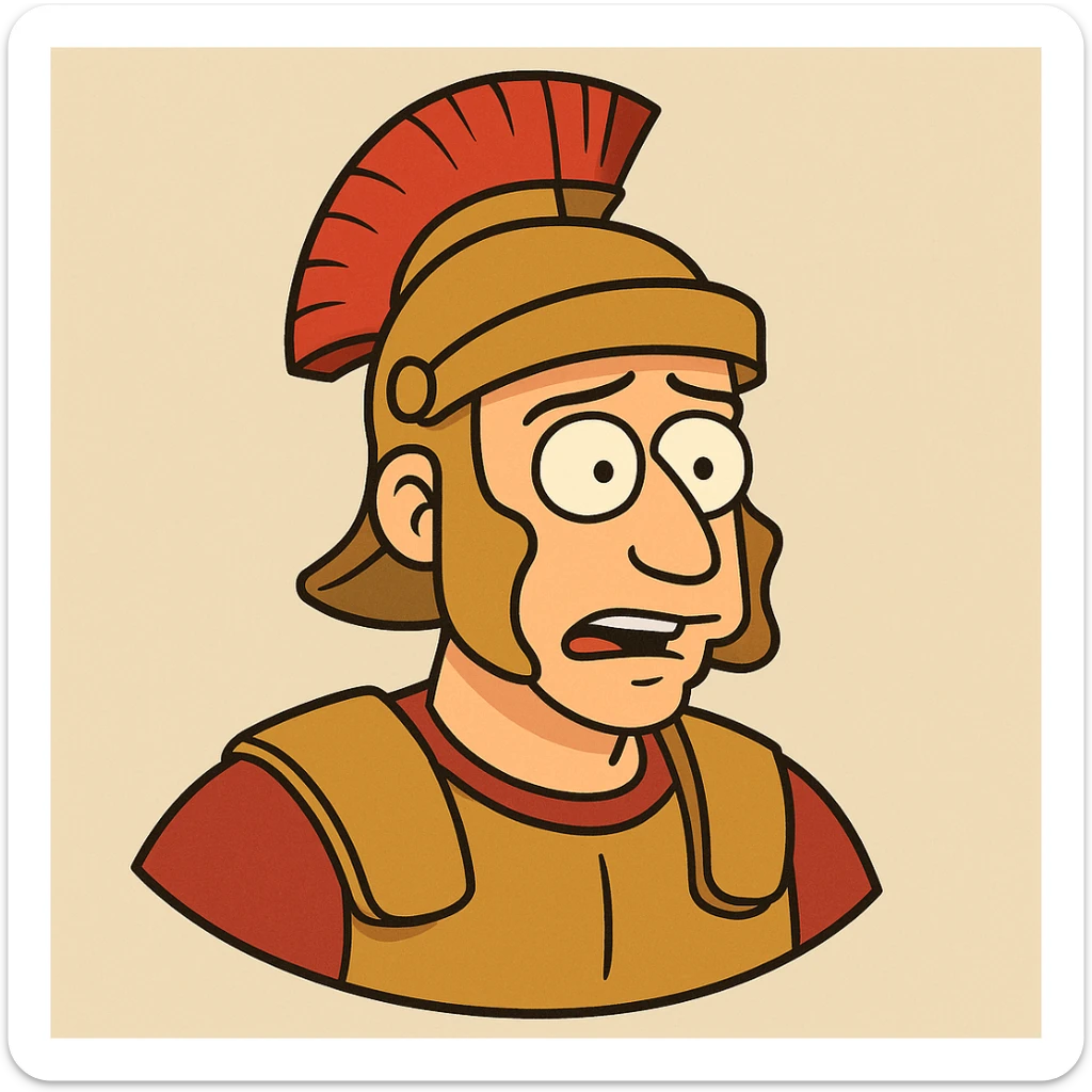 Ancient Roman galea helmet, cartoon style, bright colors sticker