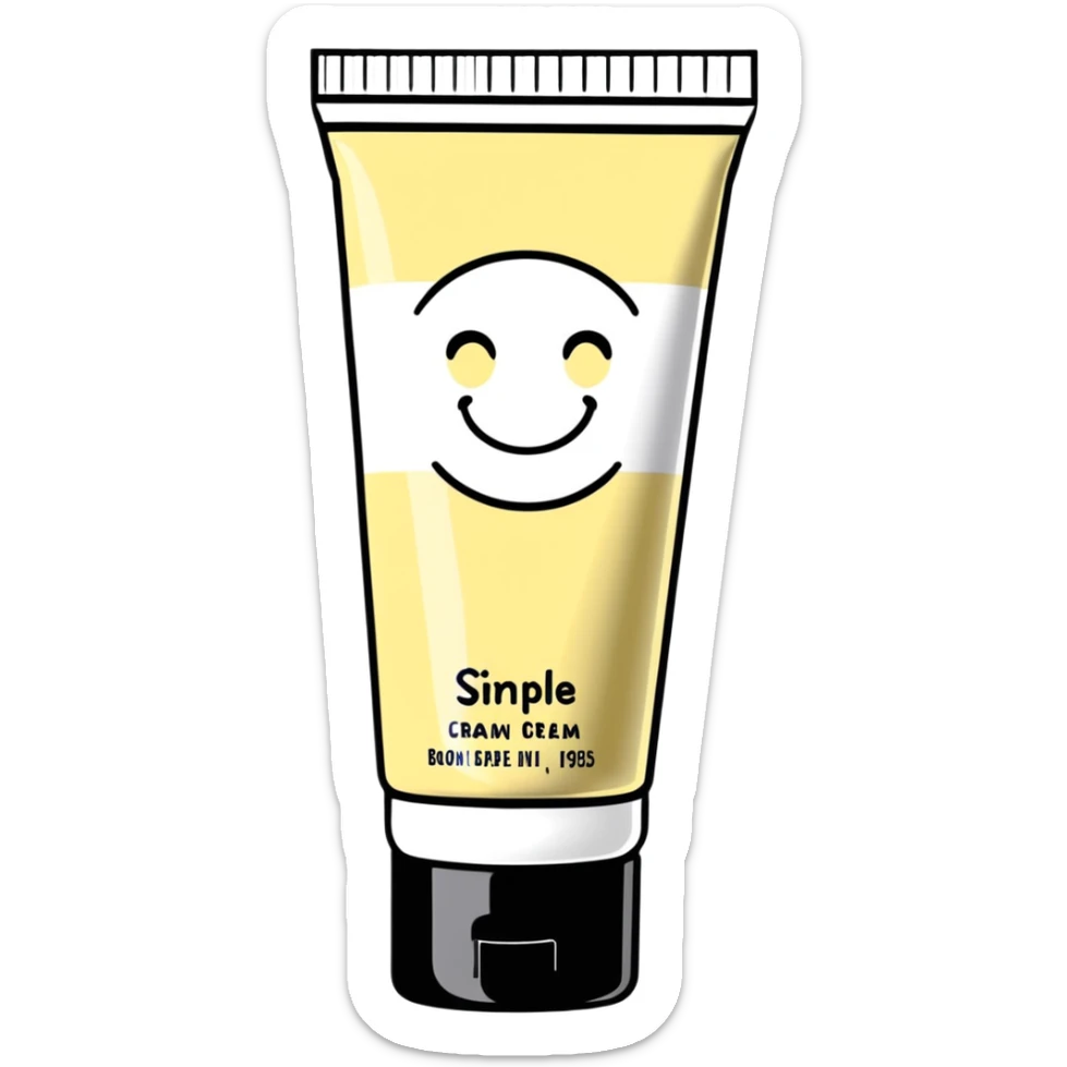 used tube of hand cream, bent in the middle, cap on, a bit of cream at the opening sticker